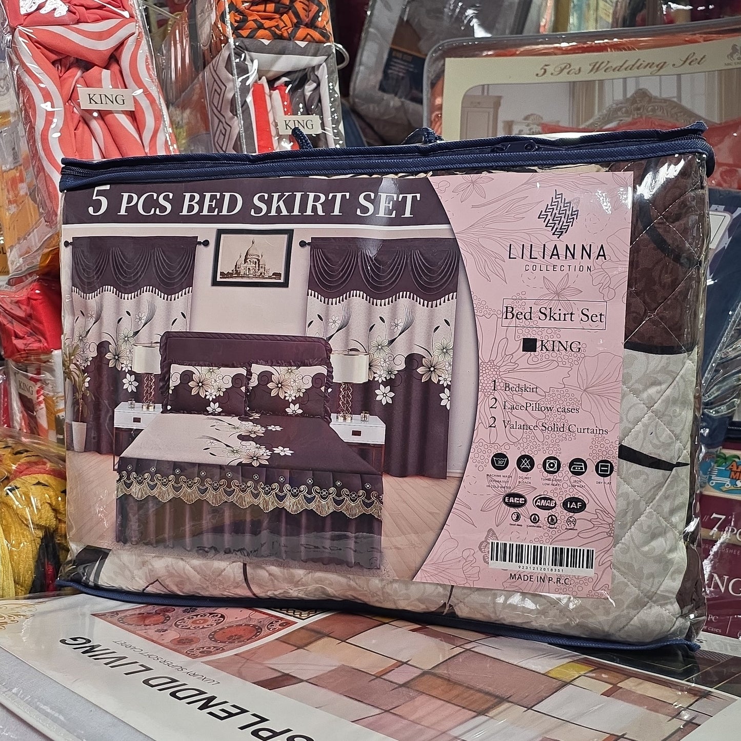 5-piece bed skirt set from the Lilianna Collection