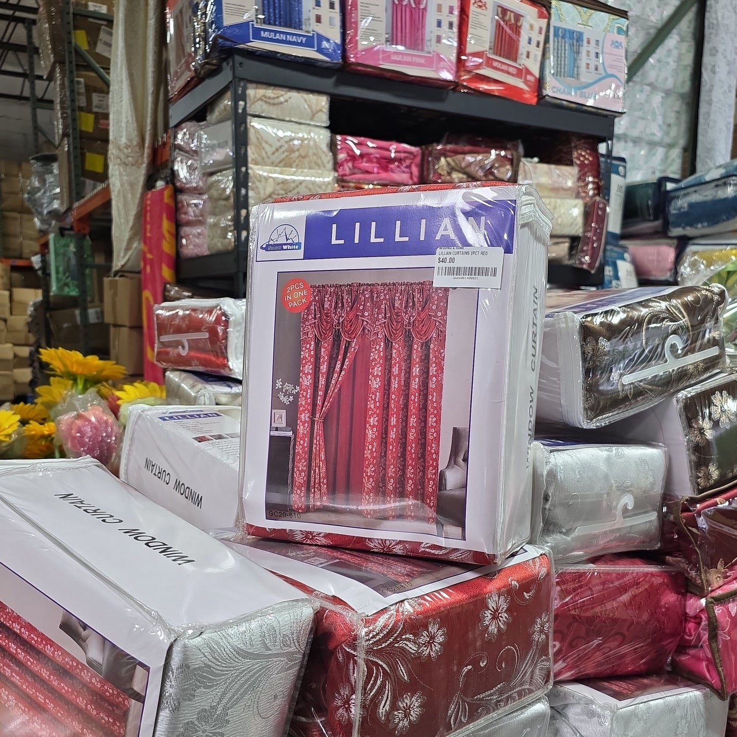LILLIAN Curtains 2pct RED