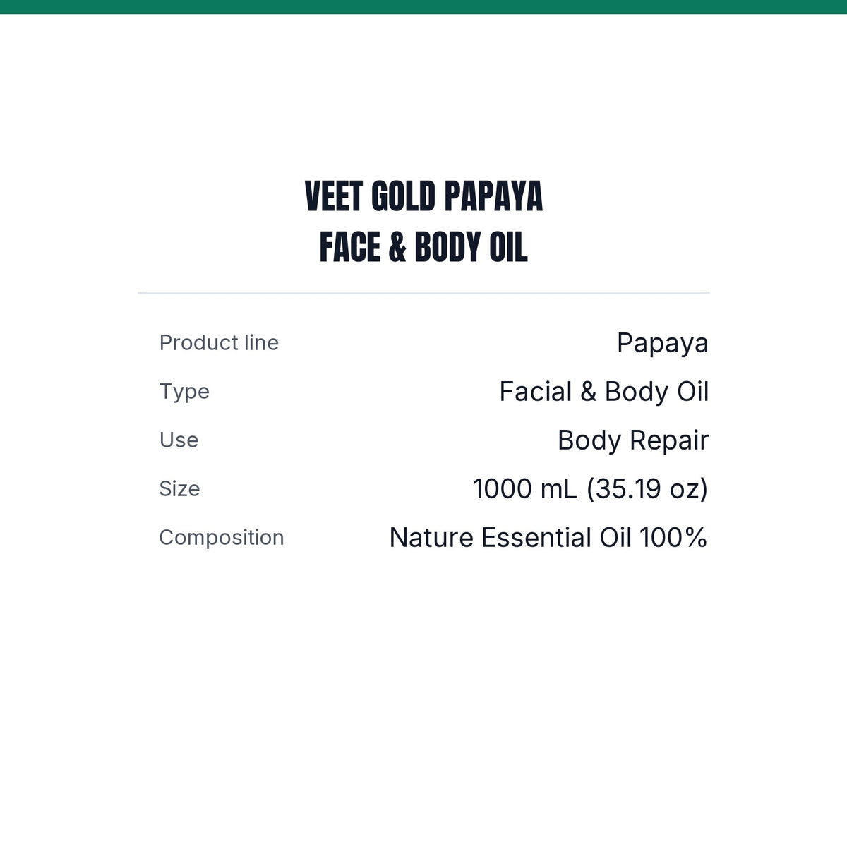 Veet Gold Papaya Face & Body Super Whitening Oil – 1000 mL