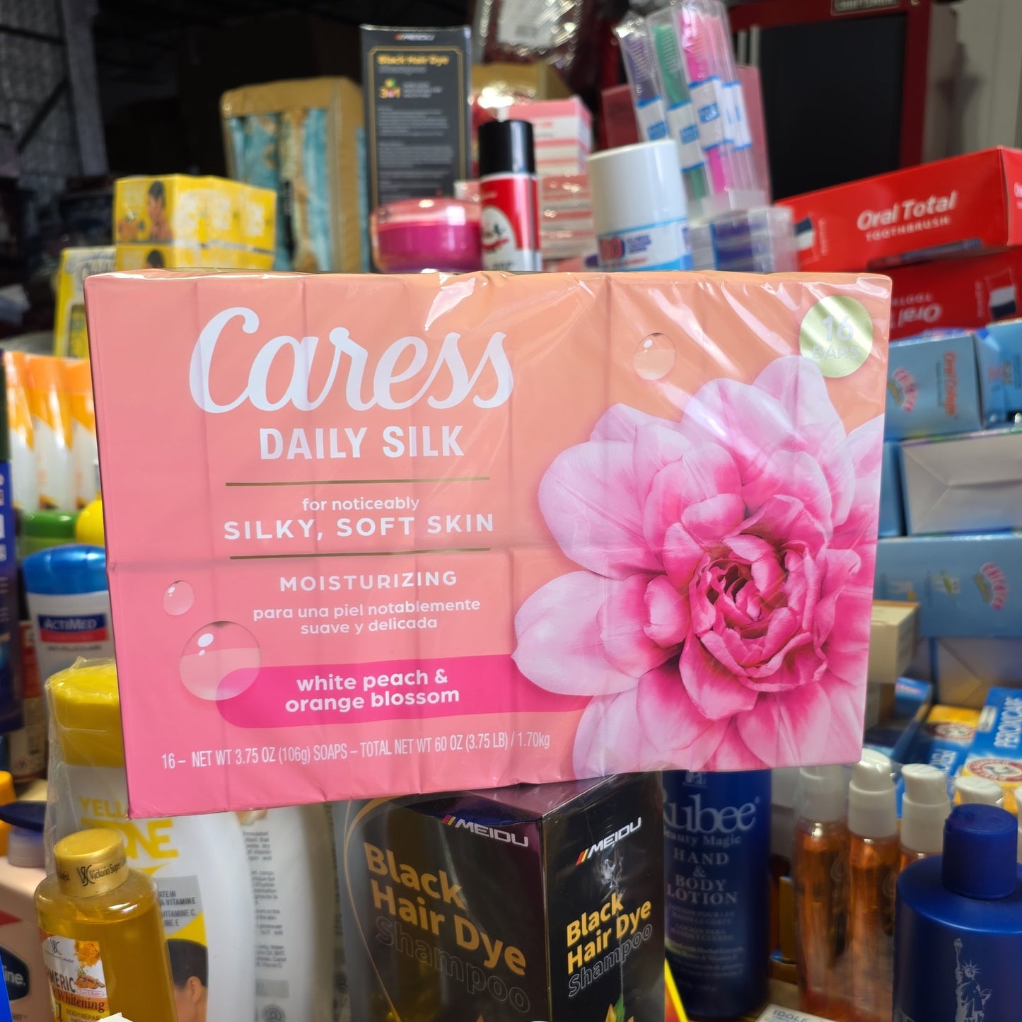 Caress CARESS BAR DAILY SILK BEAUTY BAR, WHITE PEACH & ORANGE BLOSSOM 3.75 OZ, 16 CT