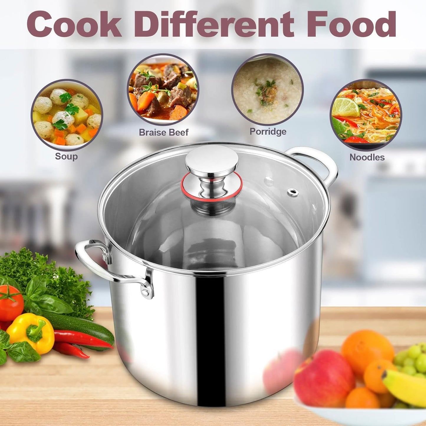 12QT 18/10 Stainless Steel Stock Pot with Lid