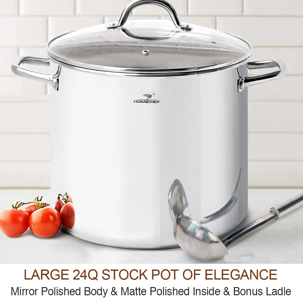 Commercial Grade LARGE STOCK POT 24 Quart With Lid