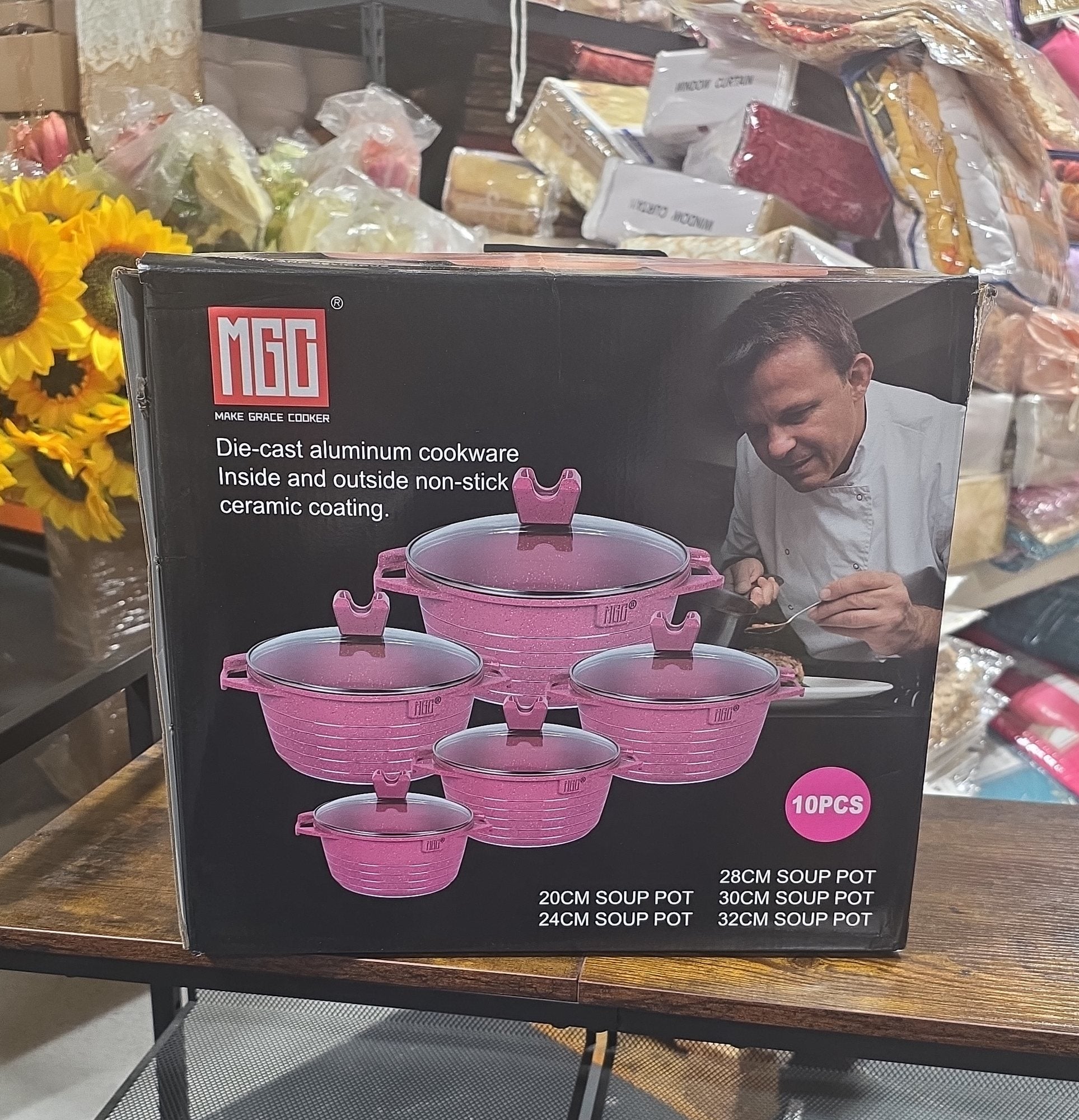 MEECO 5-Piece Pink Non-Stick Cookware Set