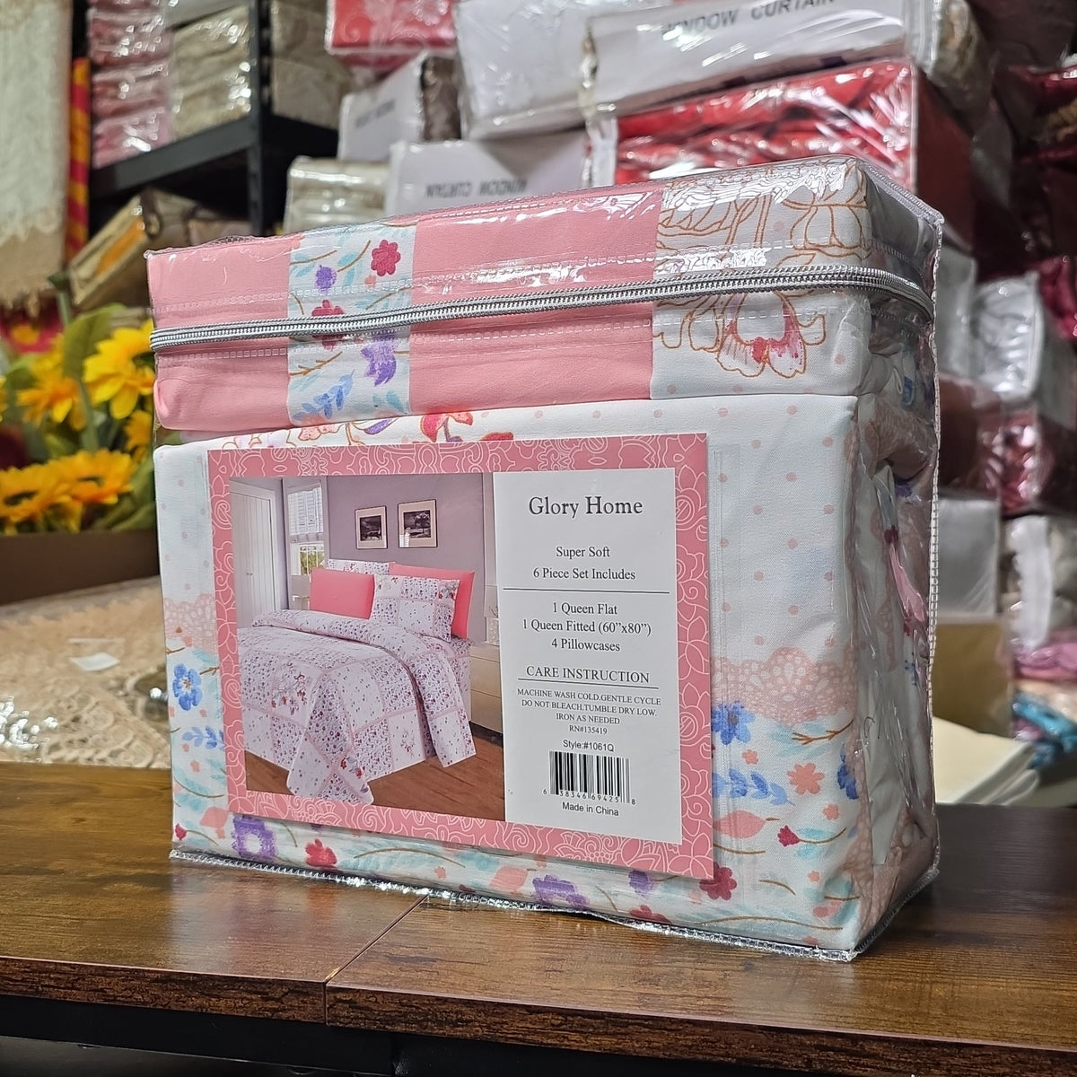 Glory Home Super Soft Sheet Set 6-Piece – Pink Floral Patchwork – Queen Size