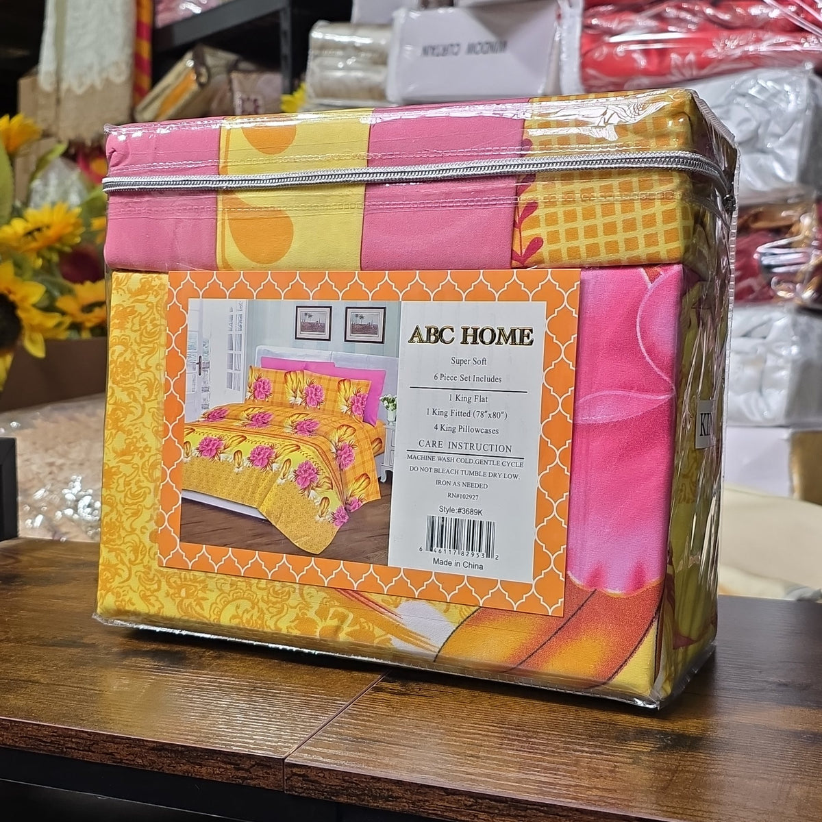 ABC Home Super Soft Sheet Set 6-Piece – Yellow & Pink Floral – King Size