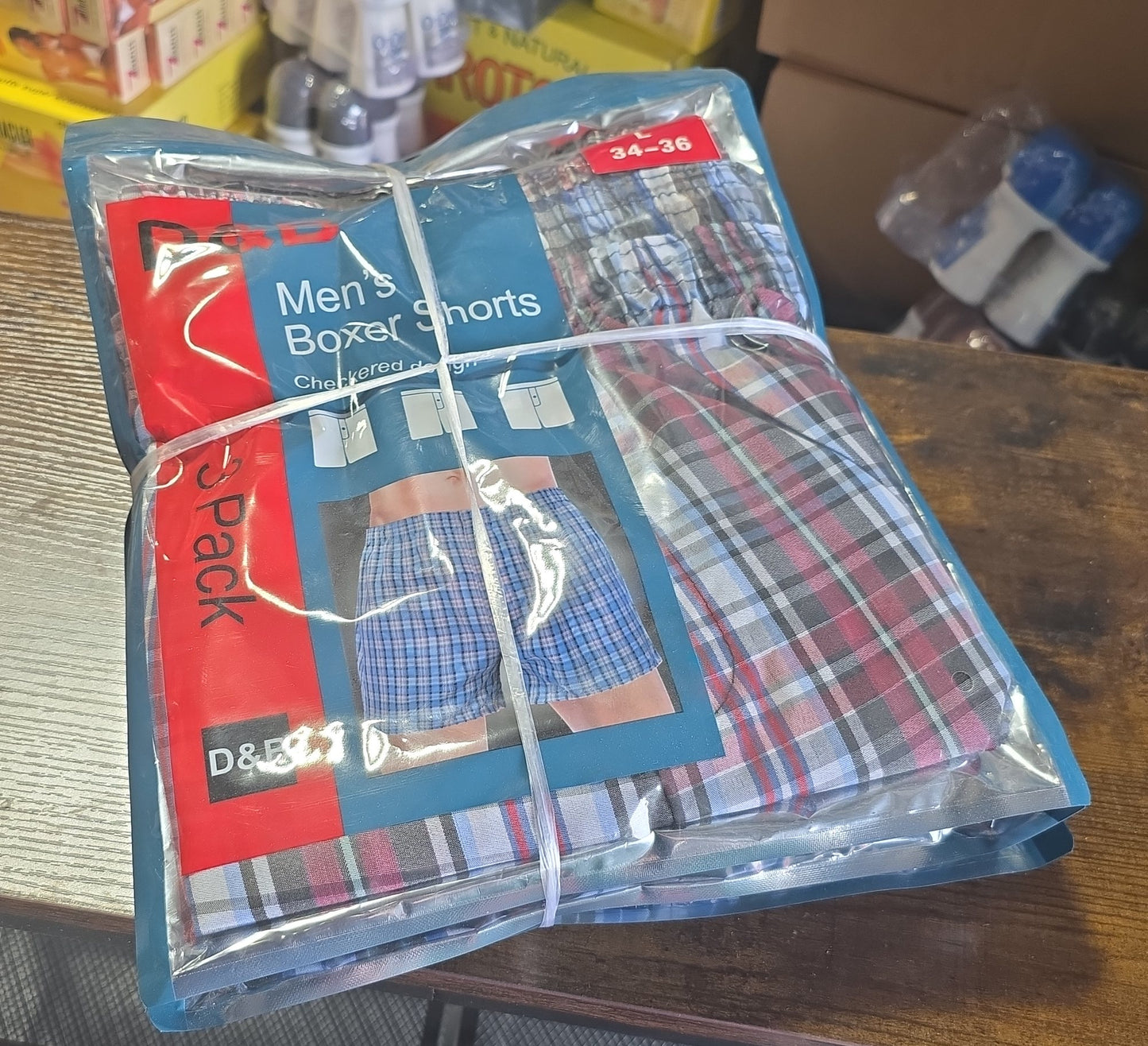 Men's Plaid Boxer Briefs – 3-Pack (Size 34–36)
