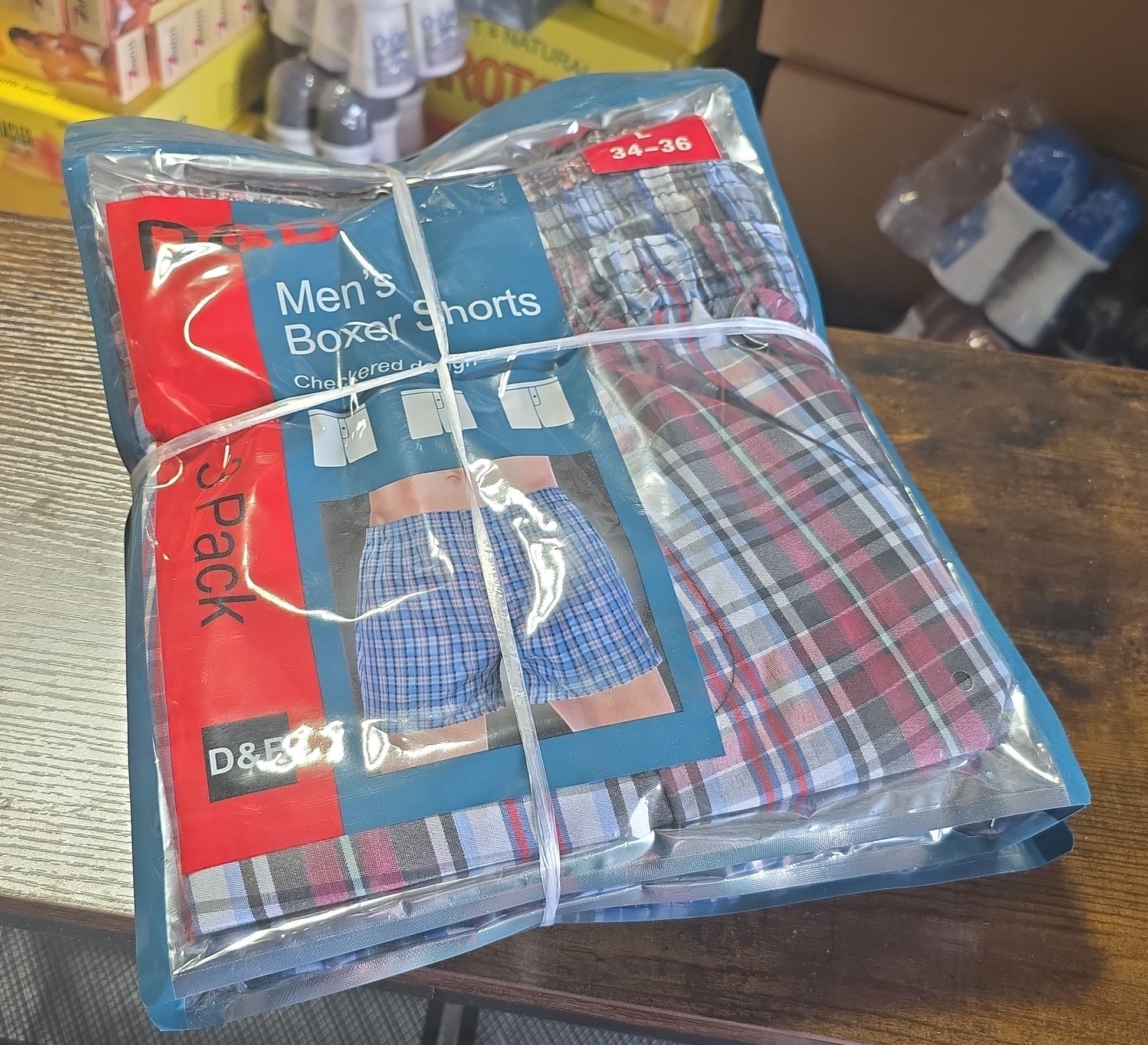 Men's Plaid Boxer Briefs – 3-Pack (Size 34–36)