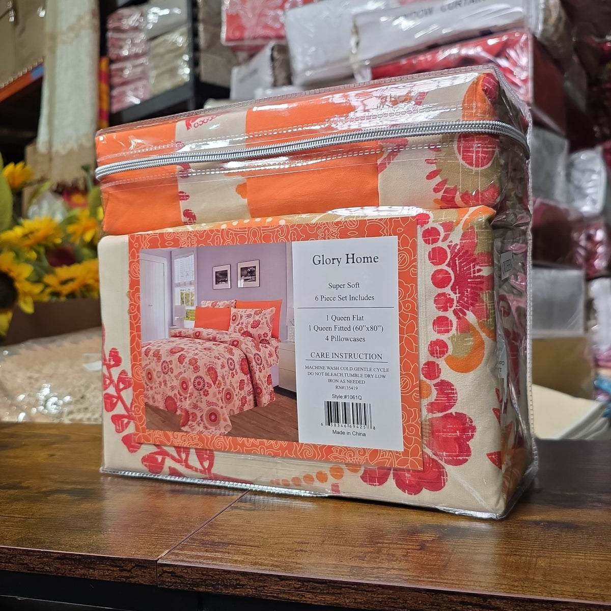 Glory Home Super Soft Sheet Set 6-Piece – Orange & Pink Floral Paisley – Queen Size