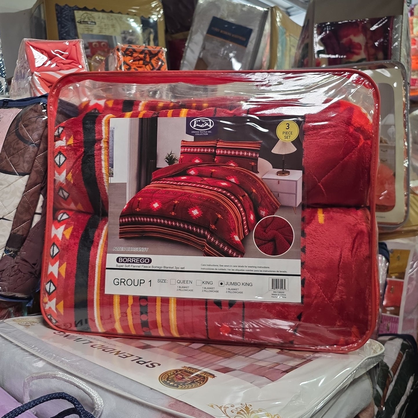 3-piece Borrego super soft flannel fleece blanket set