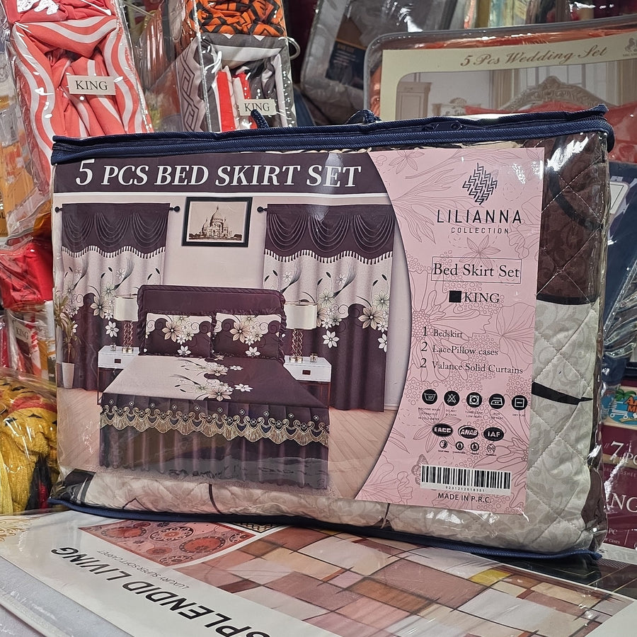 5-piece bed skirt set from the Lilianna Collection