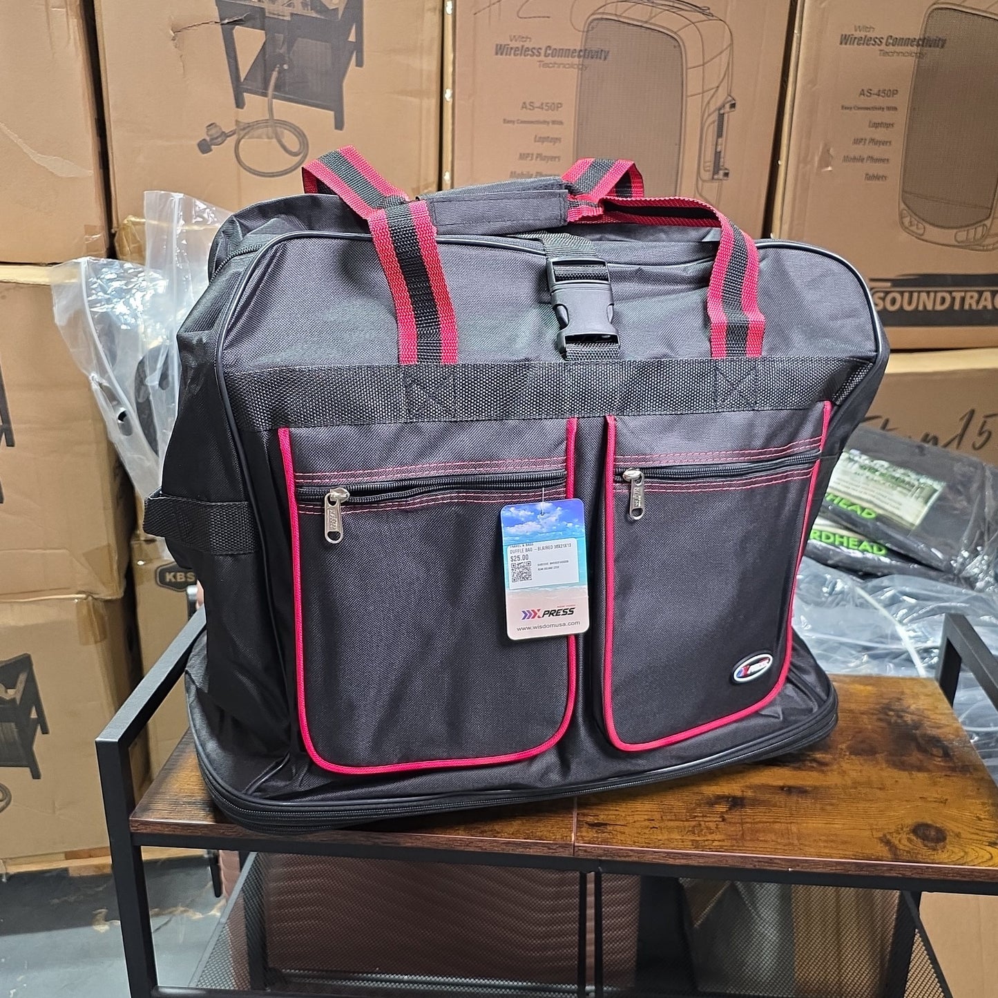 DUFFLE BAG -BLK/RED 36X21X13
