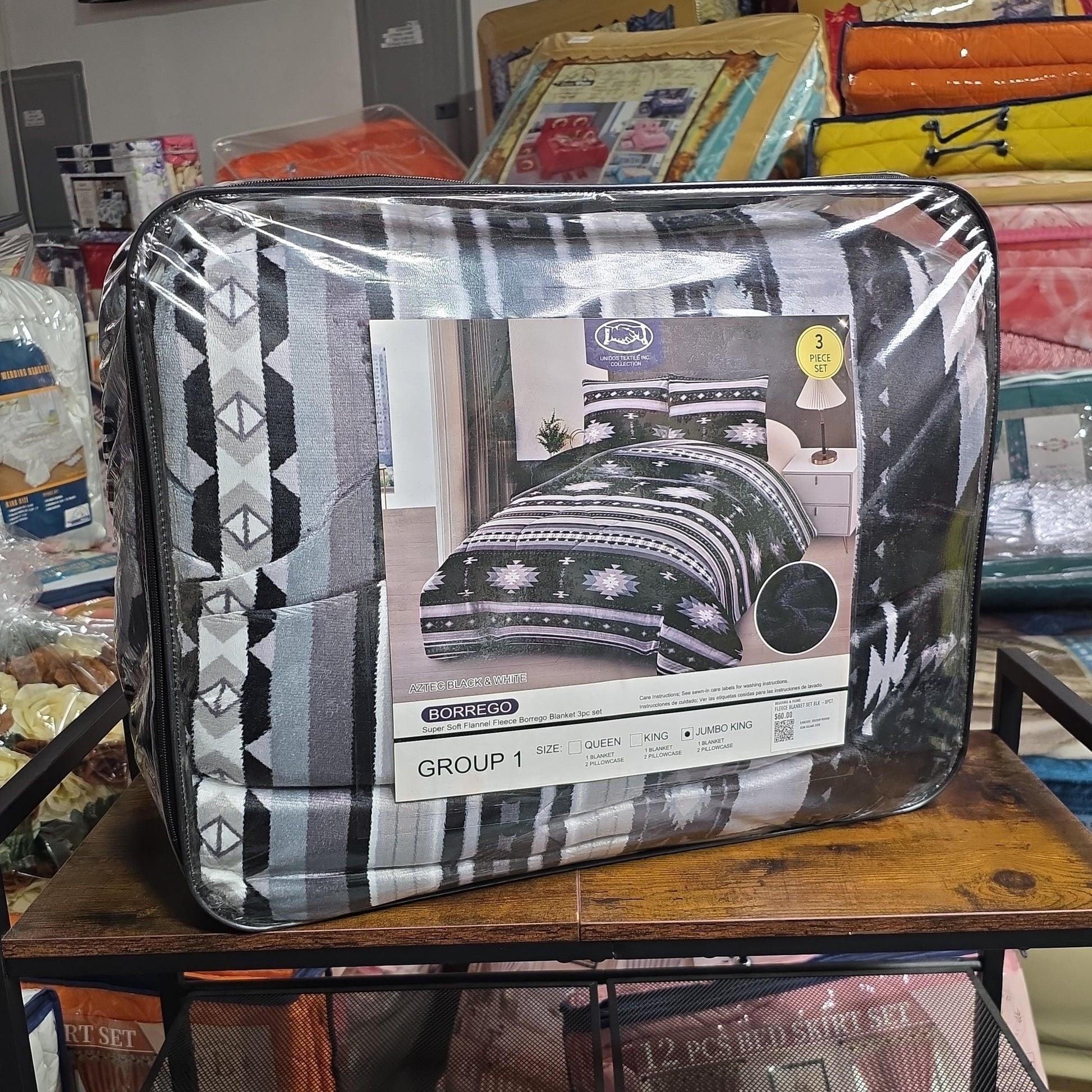 FLEECE BLANKET SET BLK -3PCT