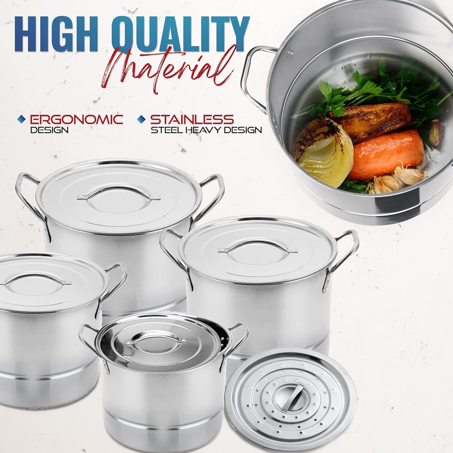 2 Piece Stainless Steel Stock Pot Steamer