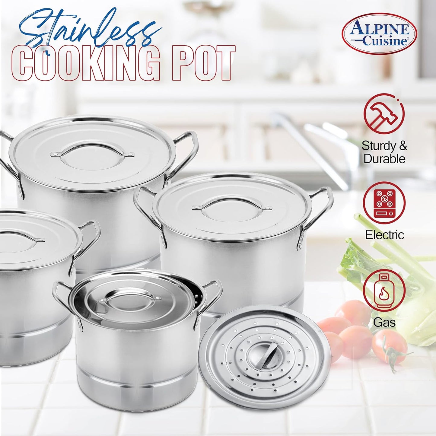 2 Piece Stainless Steel Stock Pot Steamer