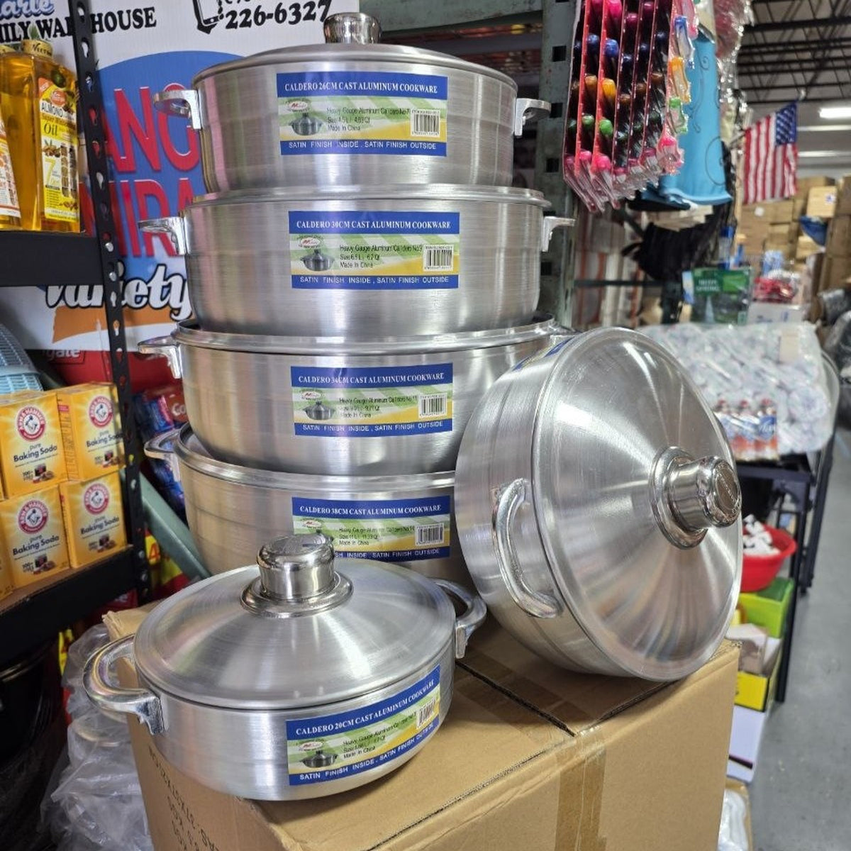 Caldero Cast Aluminum Cookware Set of 6 Pots with Lids - 1.7 to 11 Qt