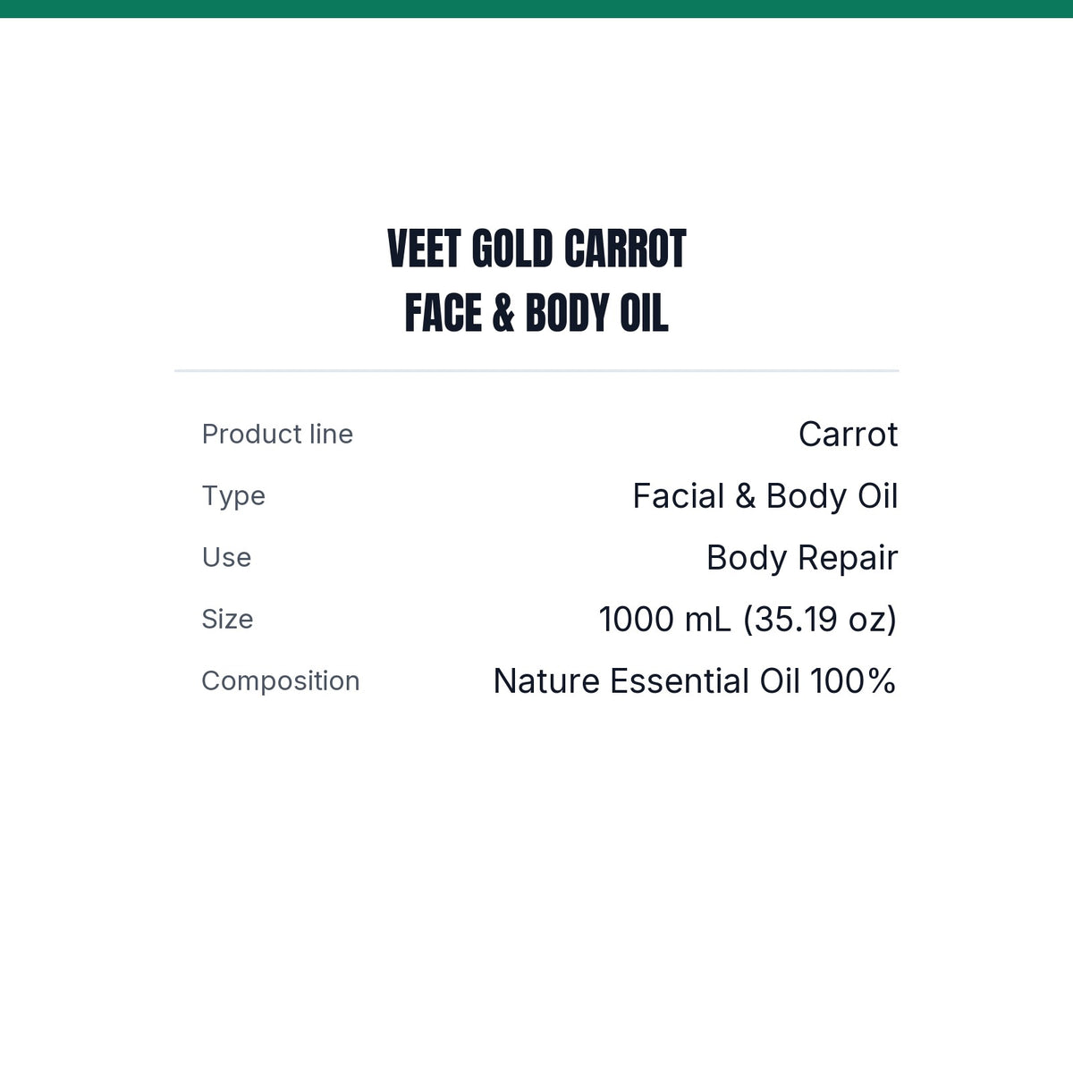 Veet Gold Carrot Face & Body Super Whitening Oil – 1000 mL