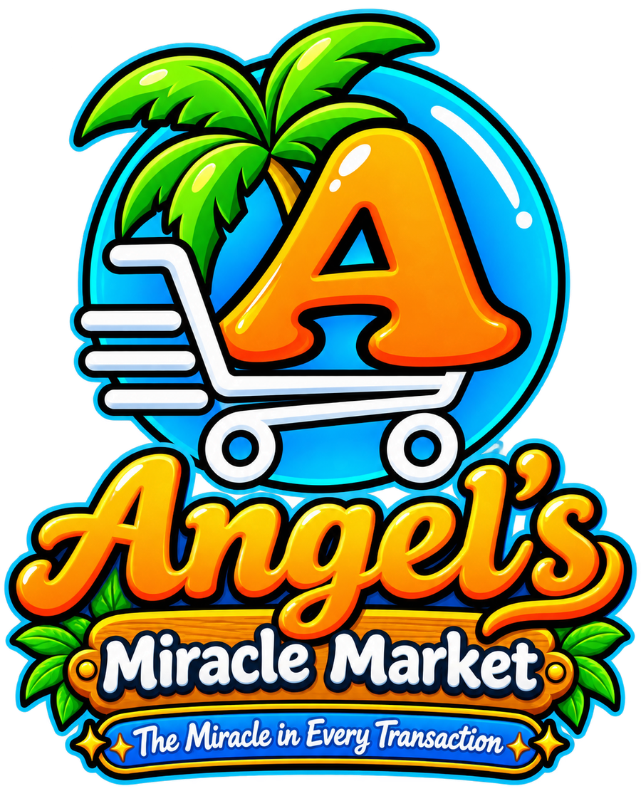 Angel's Miracle Market logo and The Miracle in Every Transaction slogan